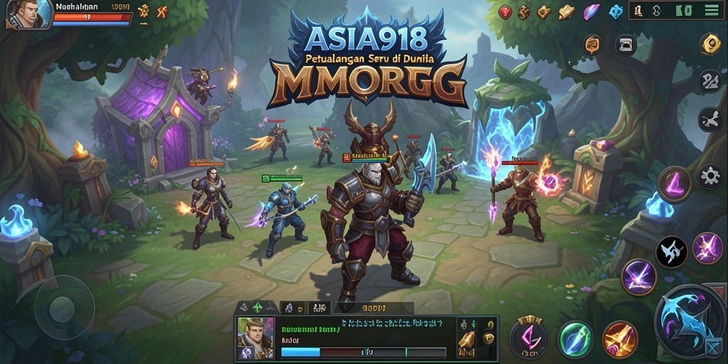 Screenshot ASIA918 menunjukkan tindakan seru dalam pertempuran MMORPG.