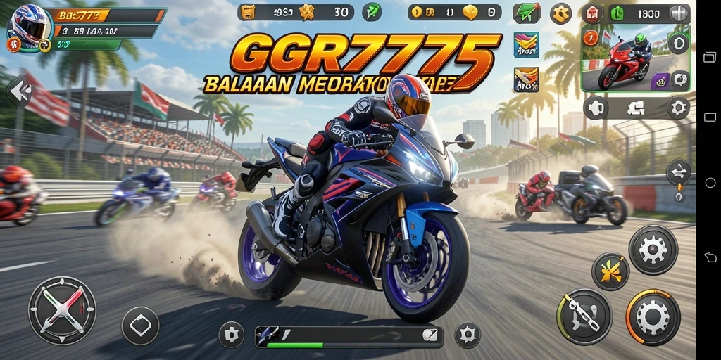 Screenshot GGR7777 menampilkan aksi balapan motor yang seru.
