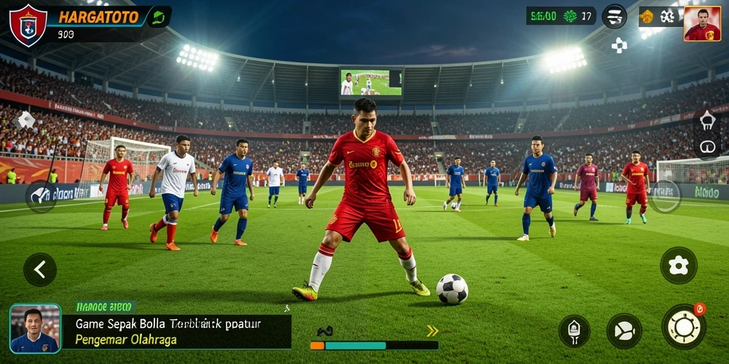 Gameplay HARGATOTO yang seru dan menegangkan di lapangan sepak bola.