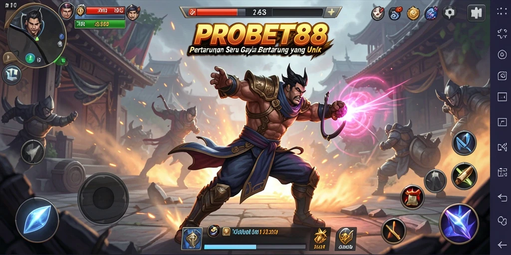 Screenshot gameplay PROBET88 yang menampilkan aksi pertarungan intens.