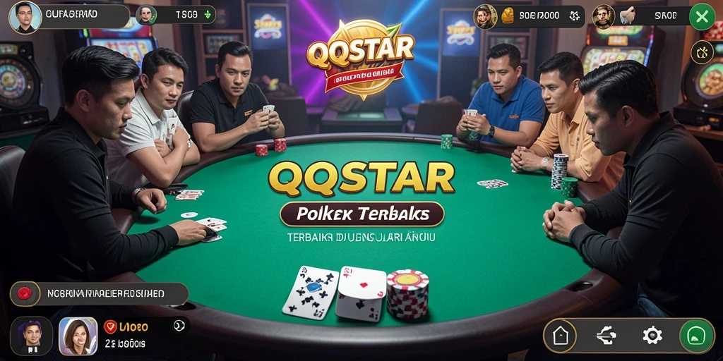Screenshot QQSTAR menampilkan gameplay poker yang seru dan interaktif.