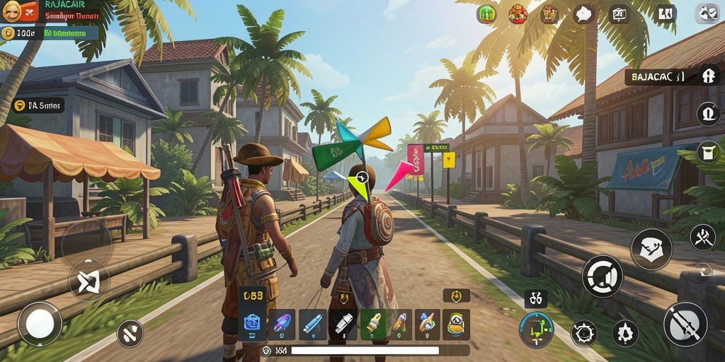 Screenshot gameplay RAJACAIR dengan interaksi karakter mendalam.