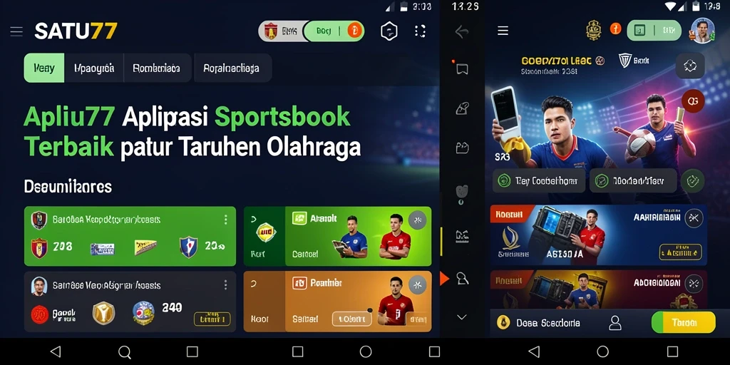 Screenshot utama SATU77 menampilkan tampilan antarmuka Sportsbook yang menawan.